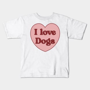 I love dogs heart aesthetic dollette coquette pink red Kids T-Shirt